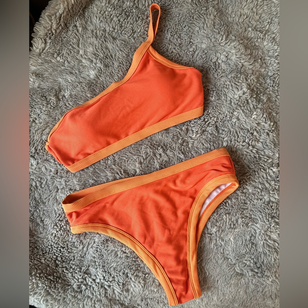 Orange One-Shoulder Bikini Set
